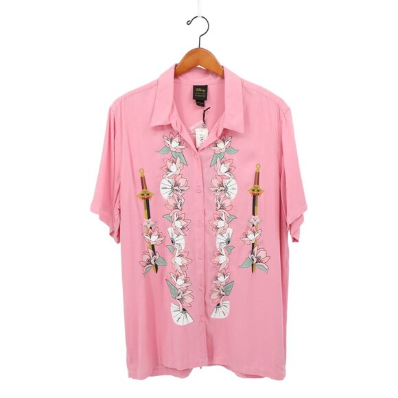 NWT Disney Her Universe Mulan Traditional Portrait Woven Button Up Shirt Top L - Picture 3 of 8